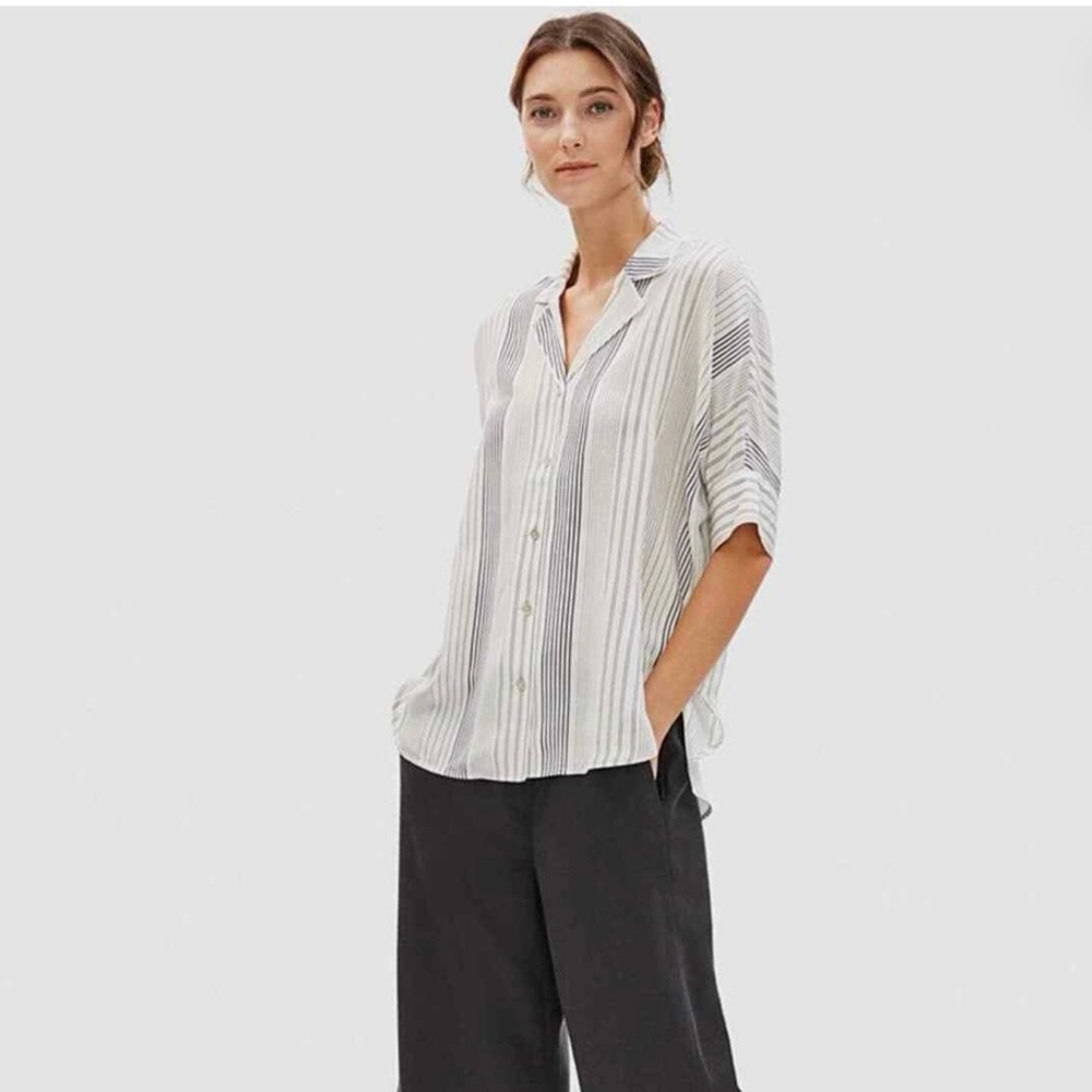 Eileen Fisher Silk Dolman Button-Down Top